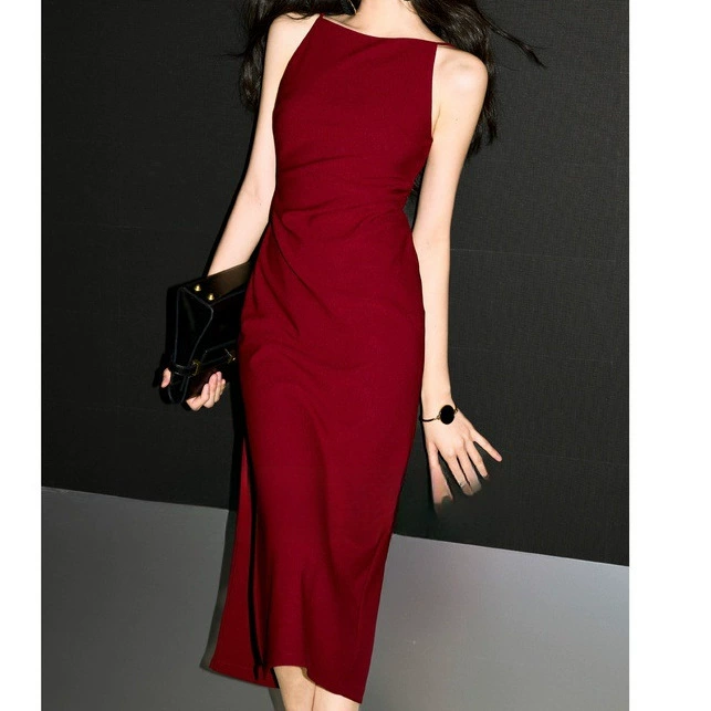 Длинная юбка с одним плечом, без рукавов, с разрезом, красная, черная, белая, другие красные женские джинсы