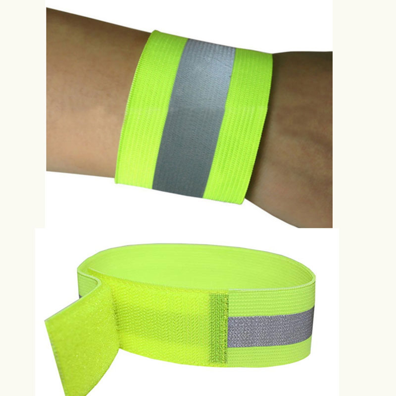 户外运动反光警示松紧带可印刷LOGO反光手腕带安全弹力反光手臂带
