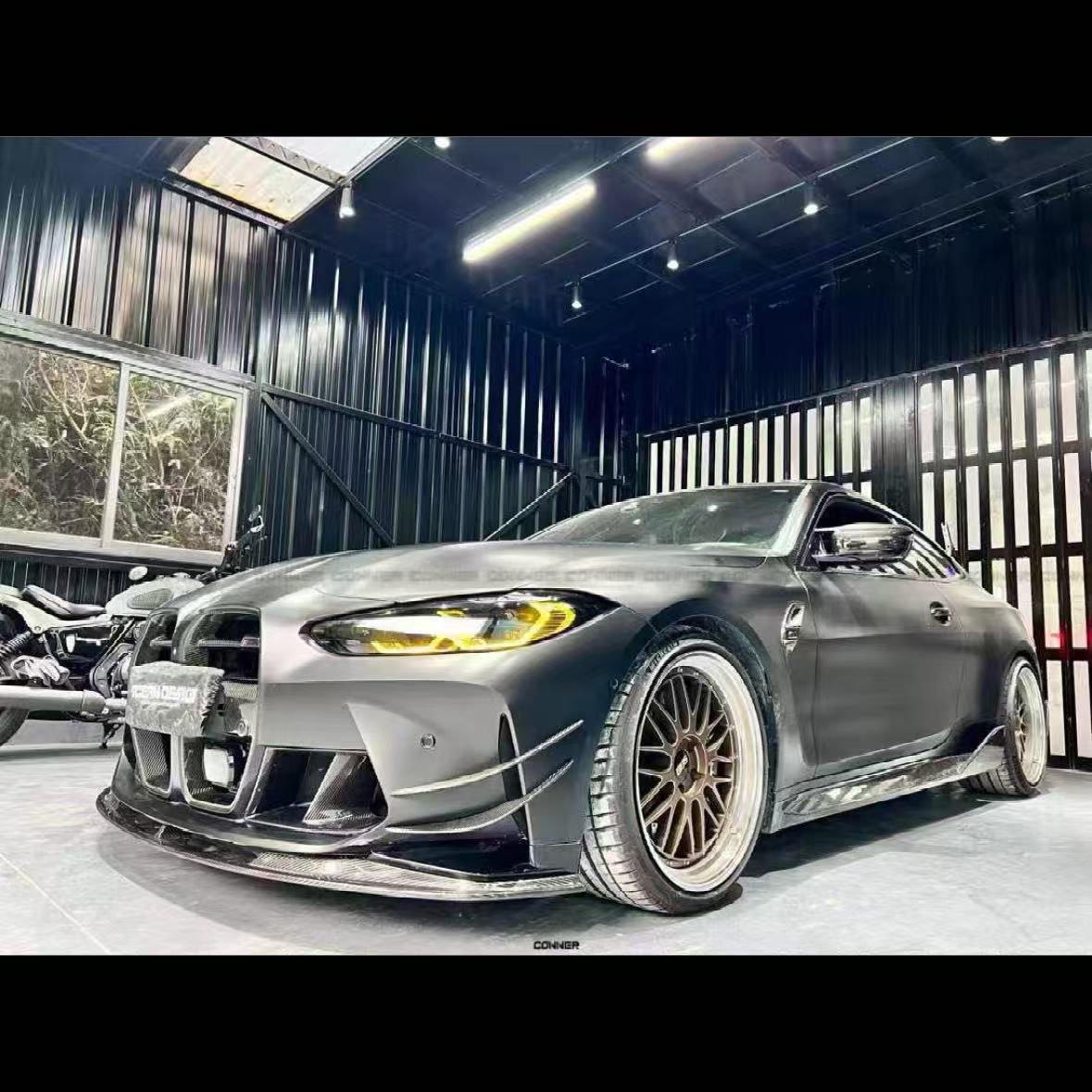Suitable for Bmw M3/M4 Side Skirts and Side Spoilers G80/G82 Side Skirts and Side Spoilers Rear Lip Gloss Black Modified Small Body Kit