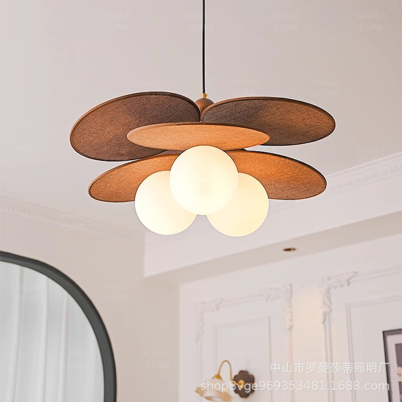 Magic Bean Chandelier Bedroom Lamp French Retro Medieval Eye Protection Study Lamp Japanese Rattan Dining Room Solid Wood Lamps