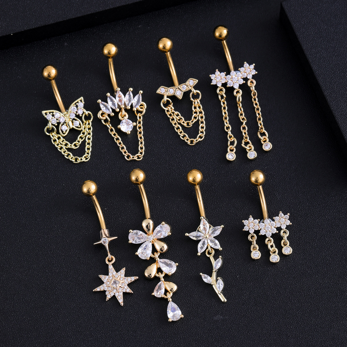 5g Weight Zircon Inlay Material Belly Ring Classification 1 Piece Quantity Casual, Bar Occasion 316 Stainless Steel Material Star, Flower, Butterfly Pattern All Seasons Season Unisex Gender Plating Design Hip-Hop, Simple Style, Cool Style Style 1 Piece 316 Stainless Steel Zircon Belly Rings Star Flower Butterfly Unisex 3