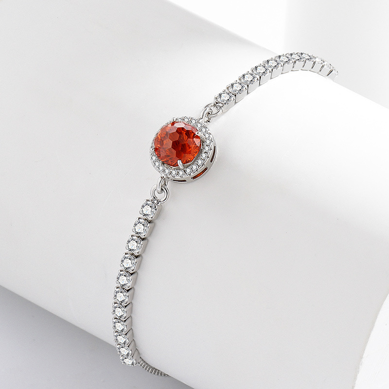 Fireworks Cut Bracelet High Carbon Diamond Inlaid Padparadscha Gold Plated Jewelry_voghion.com
