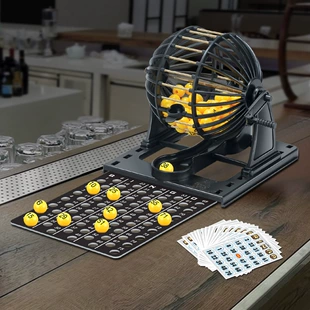 Настольная игра бинго с барабаном 75 шаров 20 карточек