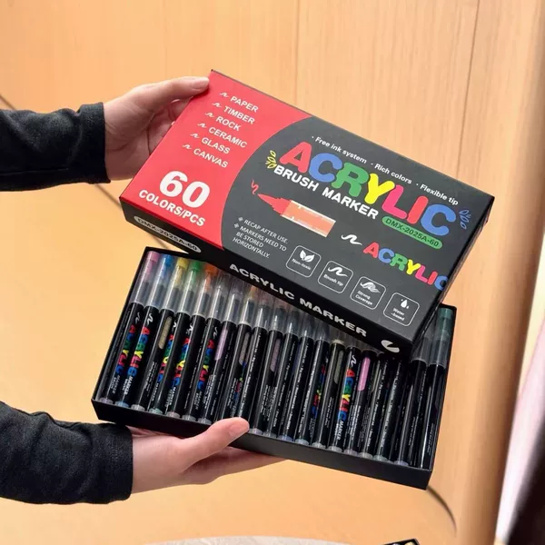 Cross-Border Direct Liquid Acrylic Marker Pen with Soft Tip, New Model Acrylic Direct Liquid DIY Graffiti Professional Paintbrush, Non-Transparent Color