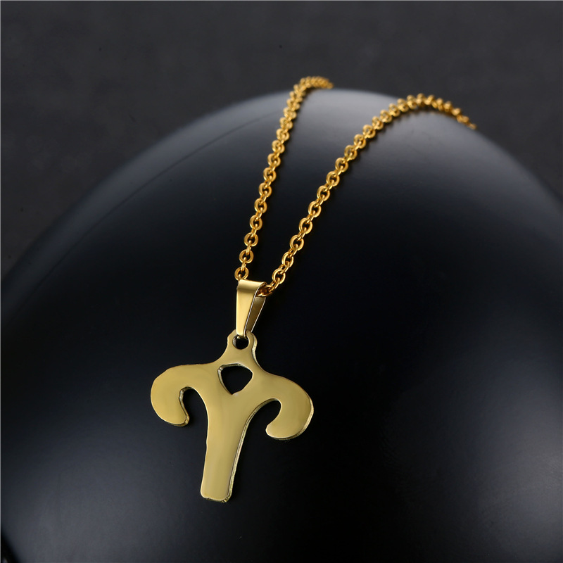 twelve constellation Aries pendant stainless steel necklace earrings set