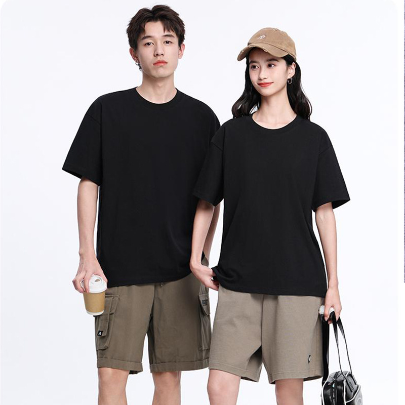 Combed Cotton T-Shirt Men's Short-Sleeved Simple Summer Clothing Solid Color Round Neck Loose Men's Base Shirt Custom Logo