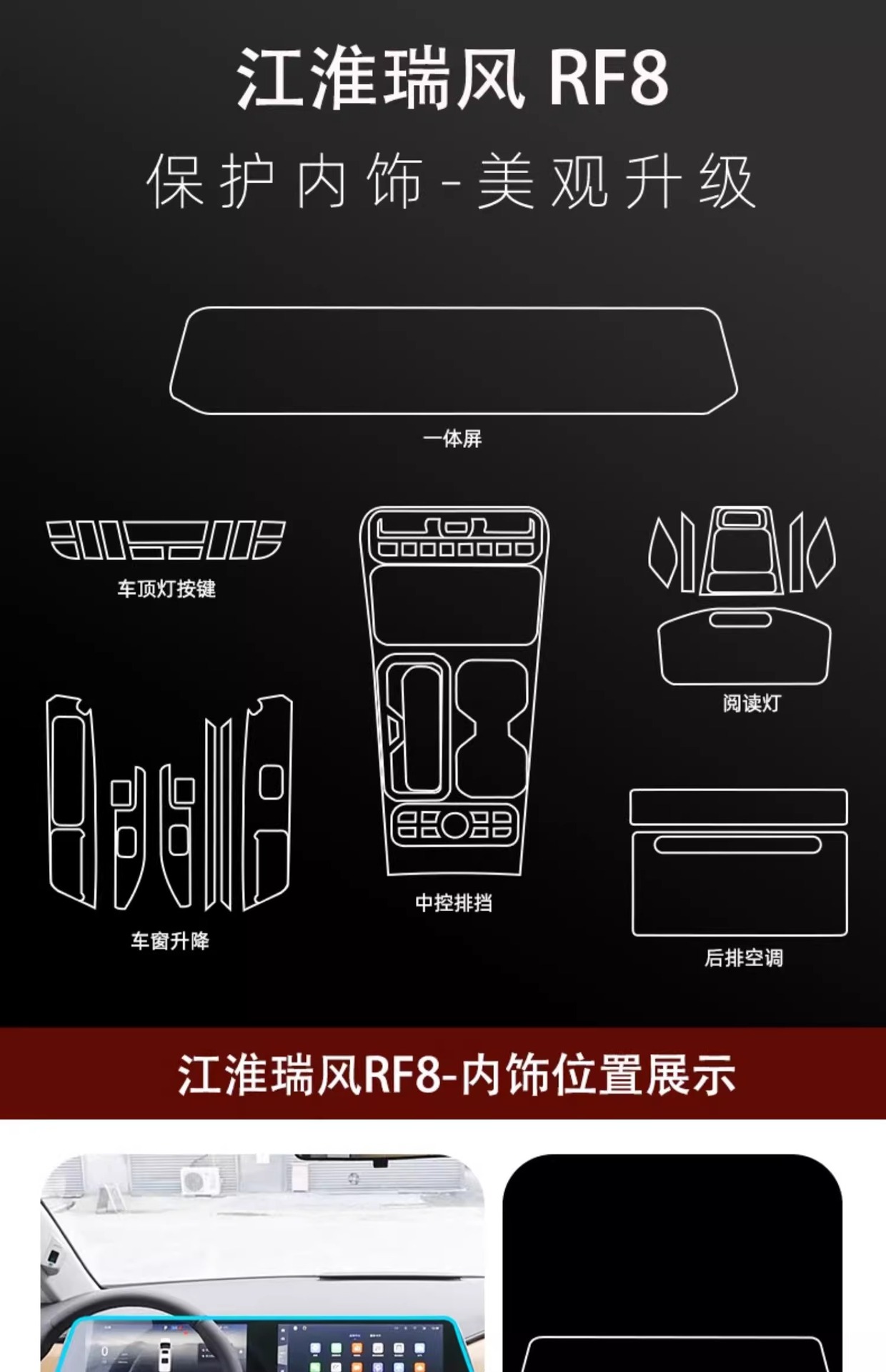 Jianghuai Ruifeng Rf8 Interior Protective Film, Central Control Film, Instrument Navigation Screen Tempered Film, Special Modification Accessories