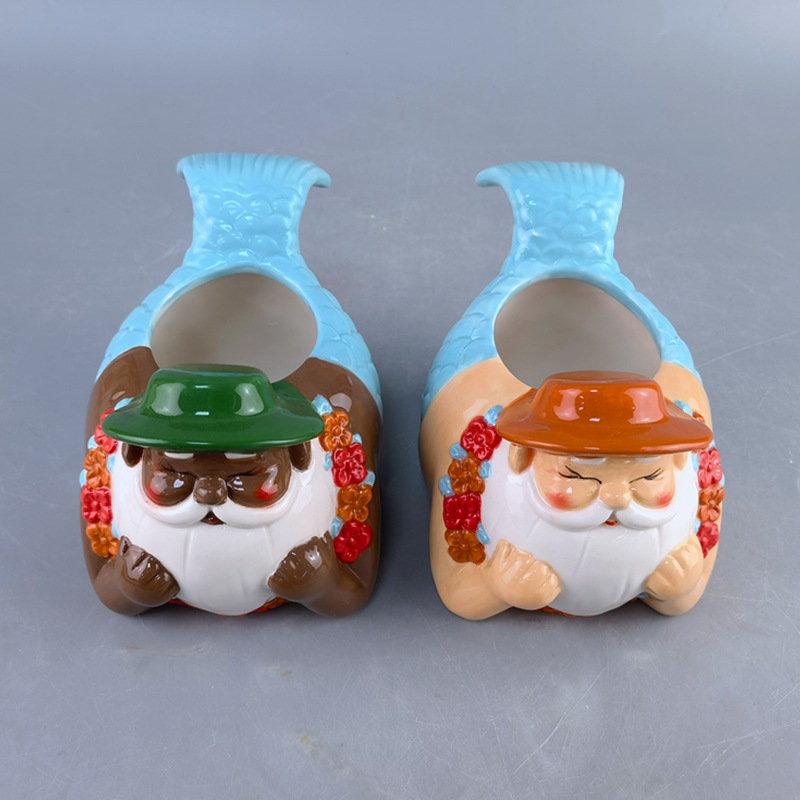 Regalos publicitarios de taza de sirena de cerámica de forma especial, taza de cola de sirena de animales negros, artesanía 3D, regalo de taza