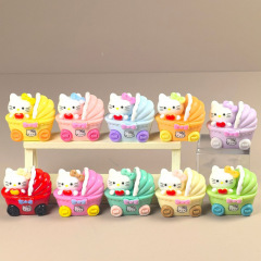 かわいい猫ベビーカー diy ジュエリー樹脂アクセサリーカー装飾品プレイテーブルキーホルダートレンディな卸売クリエイティブかわいい漫画