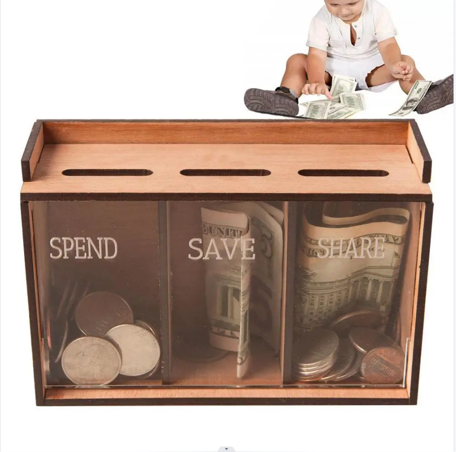 Wooden piggy bank