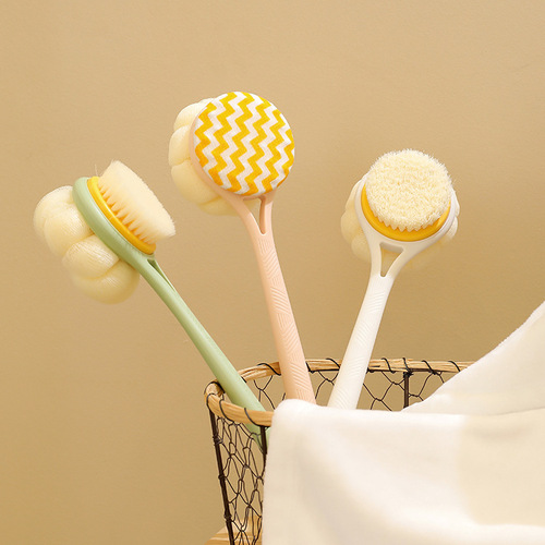 Bath brush, bath brush, back rub and bath artifact, powerful bath brush, long handle, bath towel, household double-sided soft bristle brush wholesale