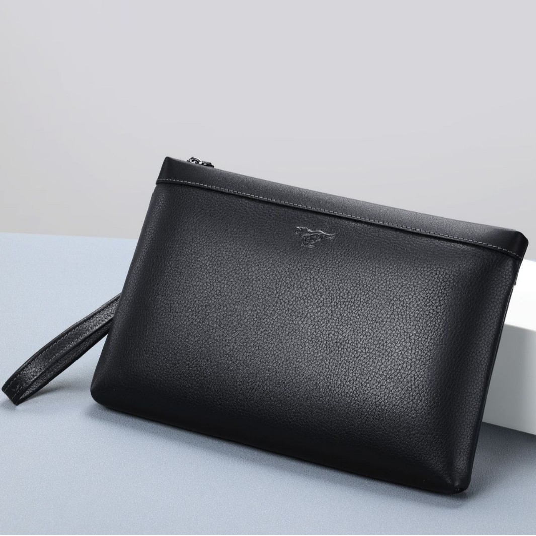 批发七匹狼男士钱夹包真皮手拿包商务头层黑色牛皮大容量轻奢皮包