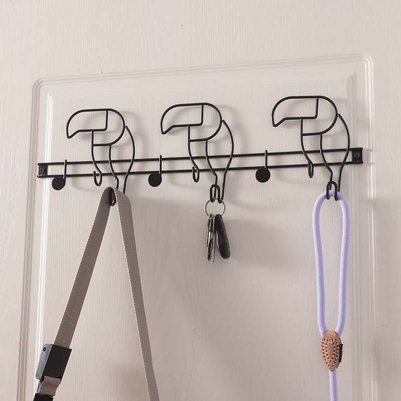 Muchos ganchos de la puerta del hogar de hierro forjado negro dibujos animados carpintero gancho percha