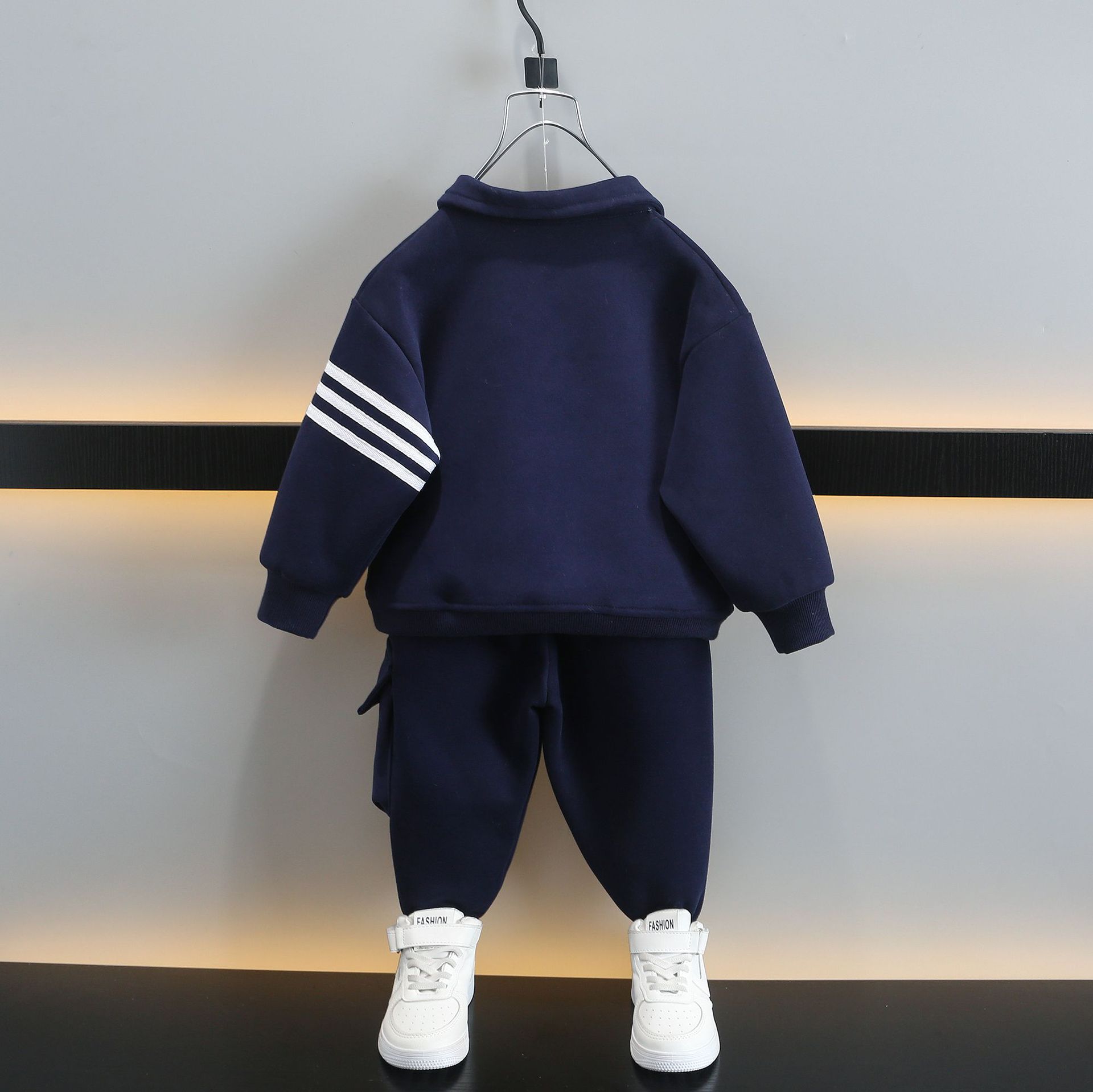 7078 traje de camisa POLO para niños 2025 nueva ropa de primavera y otoño ropa deportiva para niños suéter de primavera de dos piezas