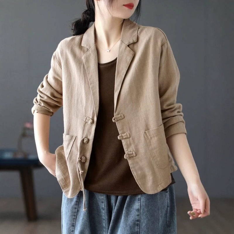 Clearance Sale: Vintage Buttoned Linen Blazer for Women, Loose Casual Thin Cotton-Linen Suit Jacket for Spring Clearance Sale: Vintage Buttoned Linen Blazer for Women, Loose Casual Thin Cotton-Linen Suit Jacket for Spring