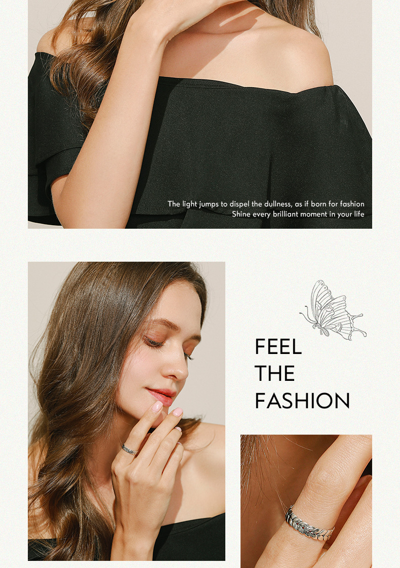 Simple Style Leaf Silver Plating Inlay Zircon Rings 1 Piece