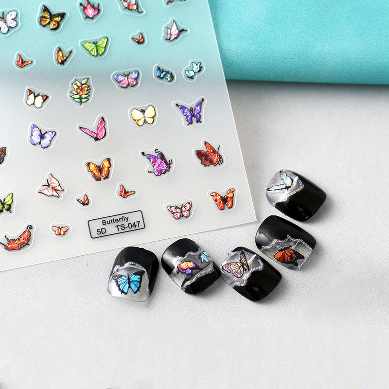 Nail art stickers thin transparent heart spell stick colorful butterfly nail stickers wear armor decoration adhesive factory