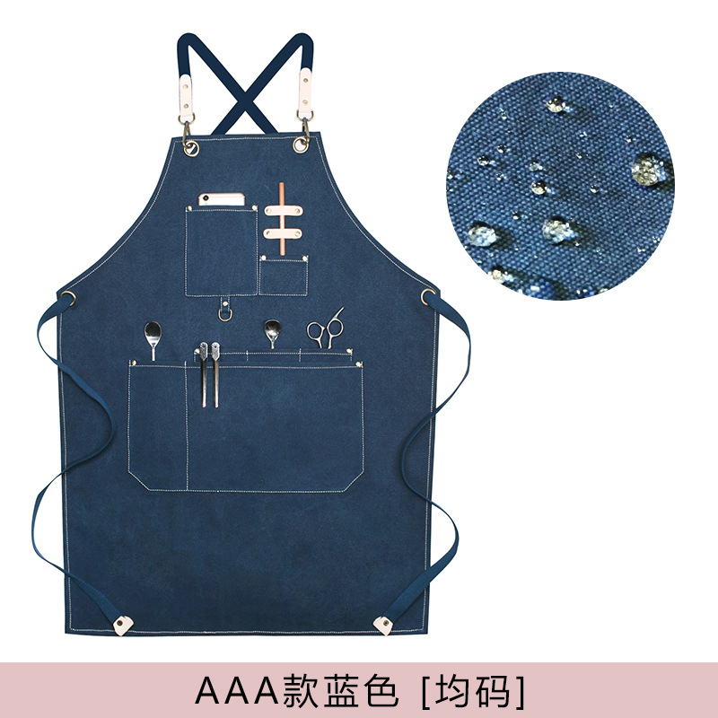 Amazon engrosada lienzo delantal logotipo personalizado leche té tienda bar chef peluquería guardapolvos delantal al por mayor