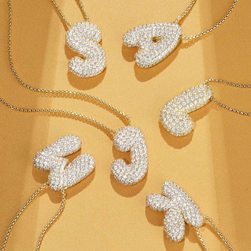 Cross-Border Amazon Hailey's Same Style Copper Inlaid Zircon Balloon Bubble Chubby 26 English Letter Pendant Necklace Cross-Border Amazon Hailey's Same Style Copper Inlaid Zircon Balloon Bubble Chubby 26 English Letter Pendant Necklace