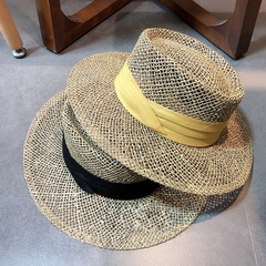 帽子 レディース 夏 旅行 ビーチハット 海辺 日よけ 日焼け防止 中空麦わら帽子 英国フラットトップ ラフィア帽子