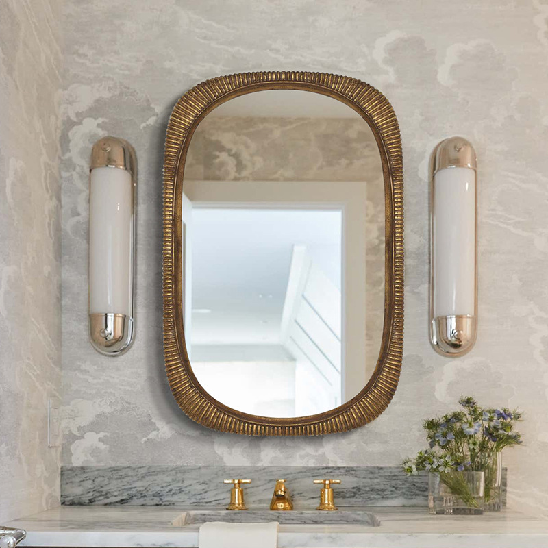 Retro American Bathroom Mirror Wall-Mounted Oval Smart Bathroom Mirror Bathroom Mirror Fireplace Vanity Mirror Decorative Mirror