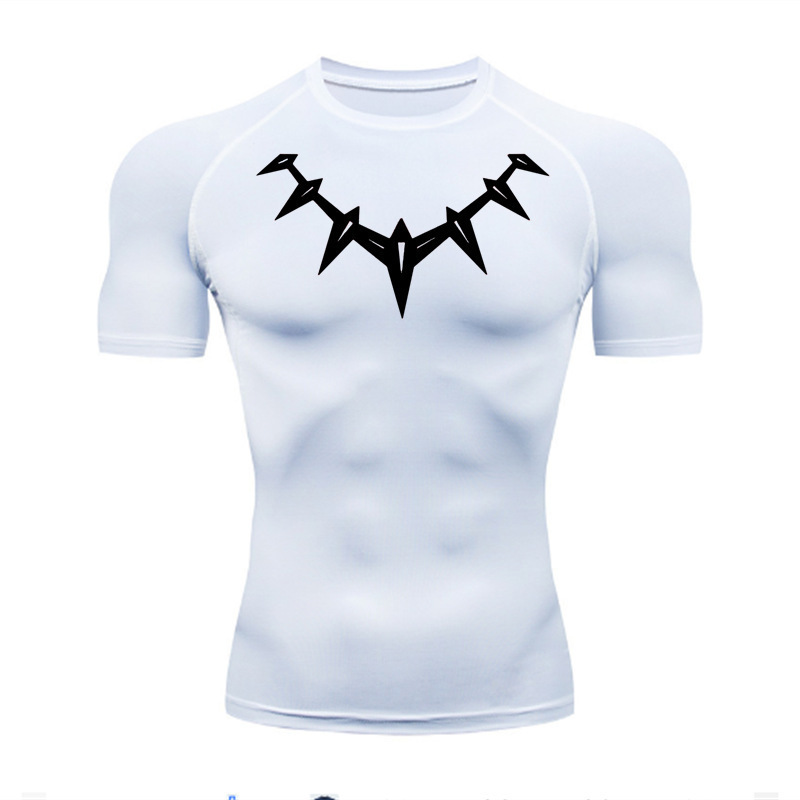 Black Panther Men's Pro Tight-Fitting Short-Sleeved Fitness Sports Running Training Clothing Elastic Breathable Quick-Drying Short-Sleeved T-Shirt Black Panther Men's Pro Tight-Fitting Short-Sleeved Fitness Sports Running Training Clothing Elastic Breathable Quick-Drying Short-Sleeved T-Shirt