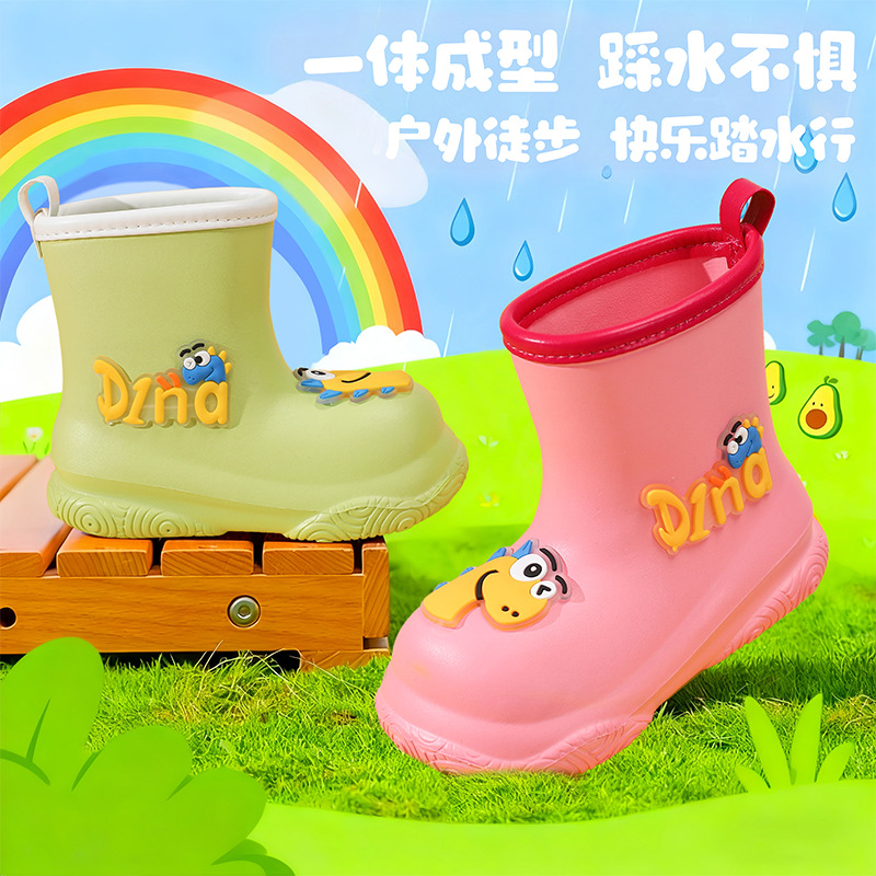 Cartoon Kidsren's Rain Boots for Boys and Girls, Cute Baby Water Shoes for Kidsren, Small and Medium-Sized Kidsren, Waterproof, Non-Slip and Warm