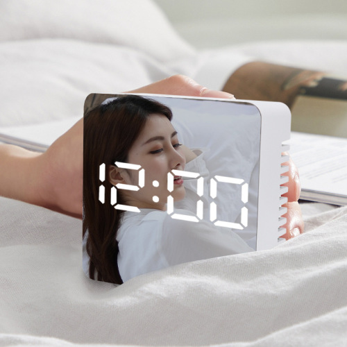 Multifunctional mirror clock LED digital mirror clock desktop creative makeup mirror alarm clock home temperature electronic clock