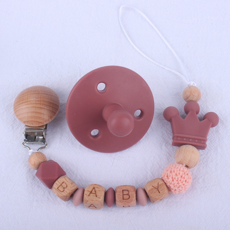 Nuevo bebé chupete pezón de silicona bebé creativo DIY mordedura molar Cadena de pezón cadena anti-caída conjunto de dos piezas