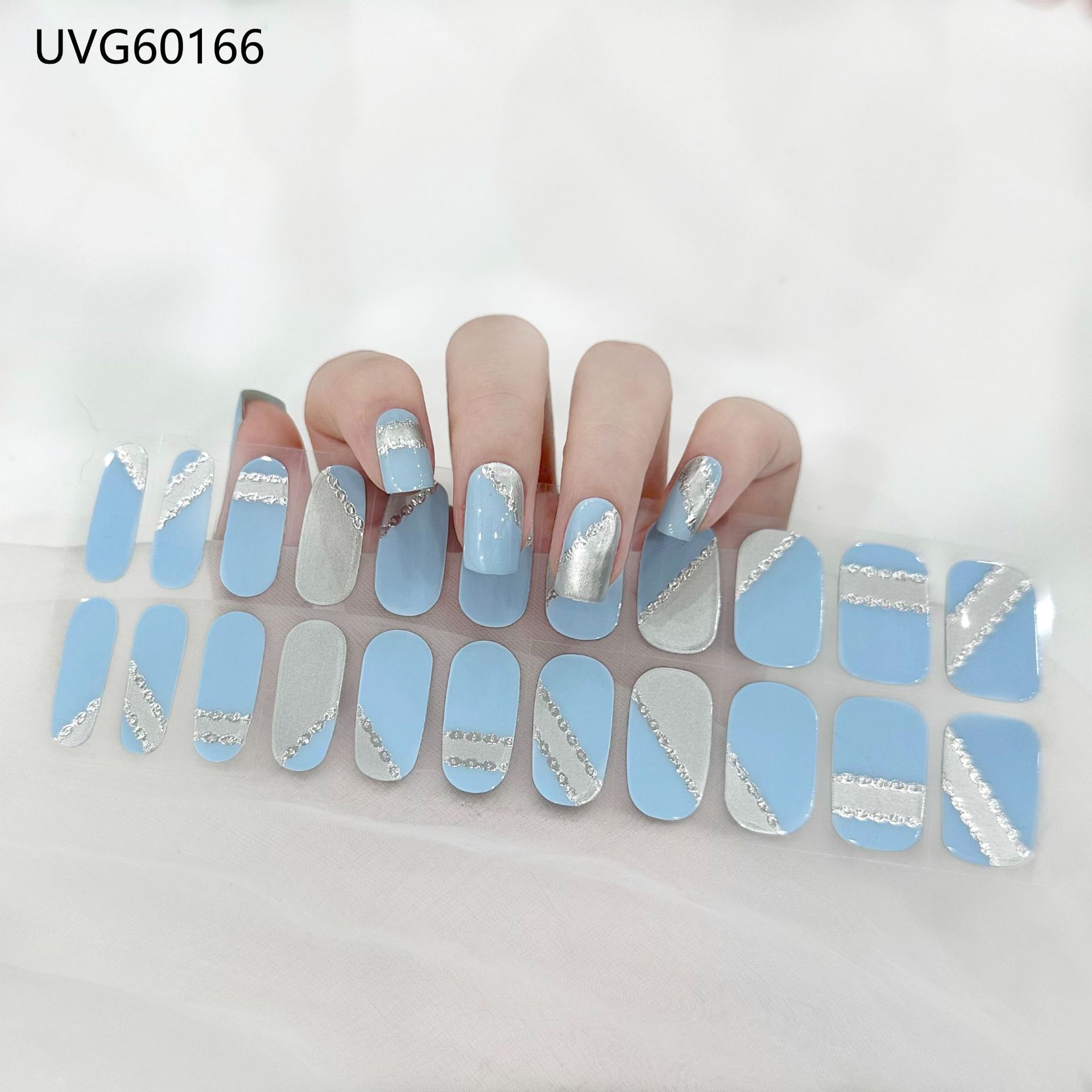 Pegatinas de uñas de gel UV transparentes efecto hielo, semicuradas, con lámina dorada, fototerapia, efecto película de aceite