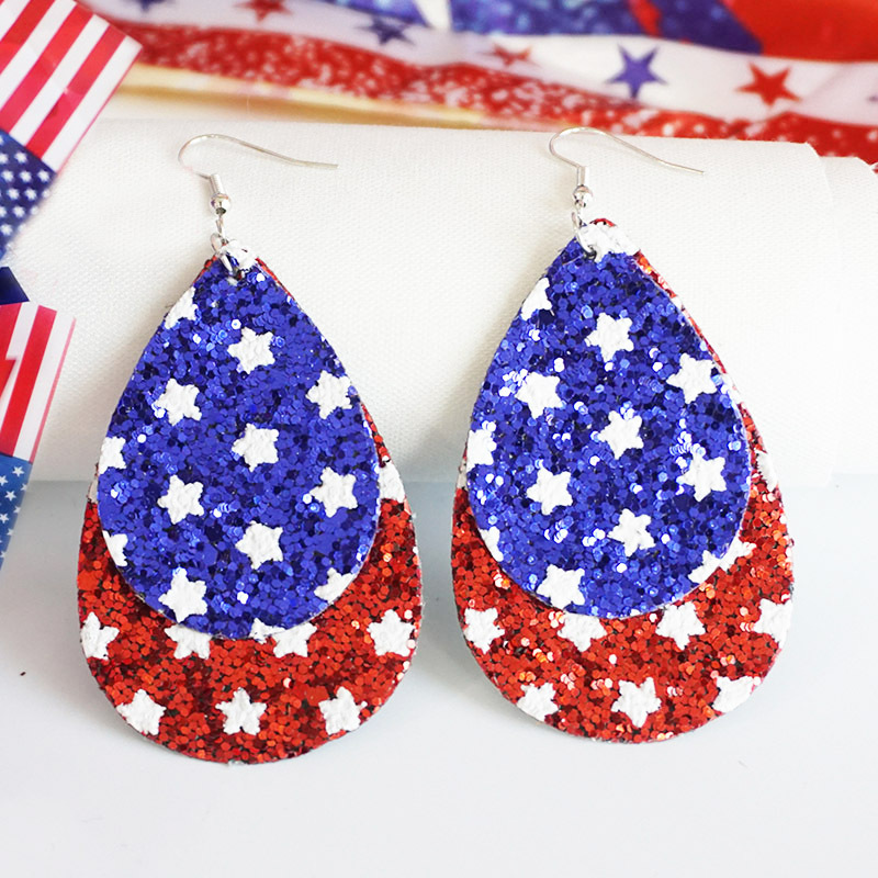 1 Pair Simple Style Classic Style Letter Water Droplets Printing Leather Drop Earrings display picture 4