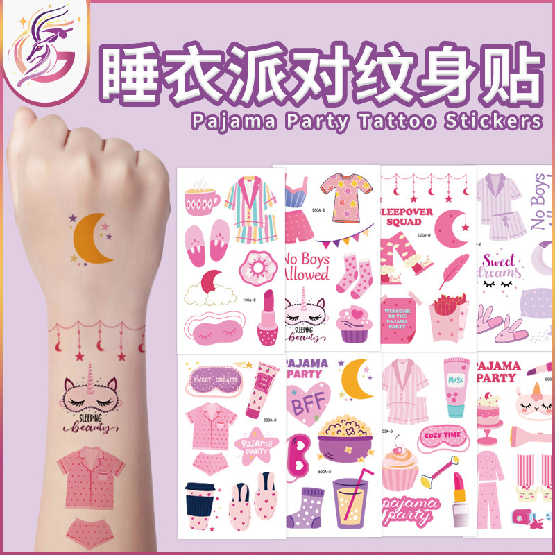Pajama Party Tattoo Sticker Cross-border Waterproof Sweatproof Pajama Party Party Event Temporary Tattoo Sticker