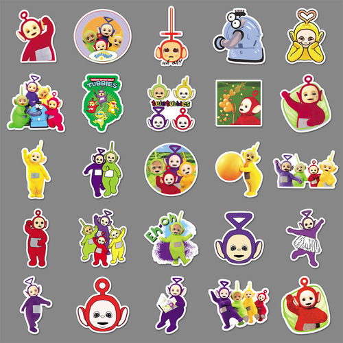50 cartoon Teletubby sticker sheets for laptop, phone, car, skateboard, and guitar decoration