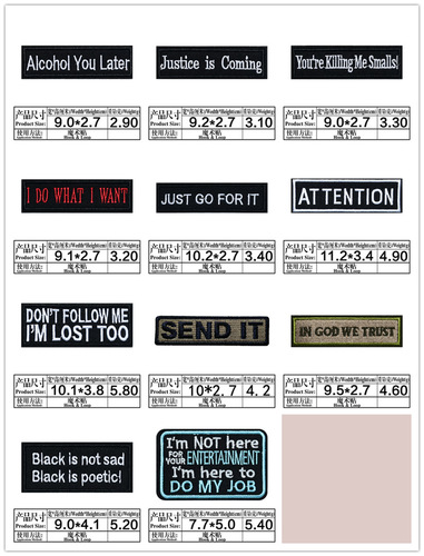 Li's manufacturer embroidery badge embroidery cloth patch wholesale Velcro English letter patch patch