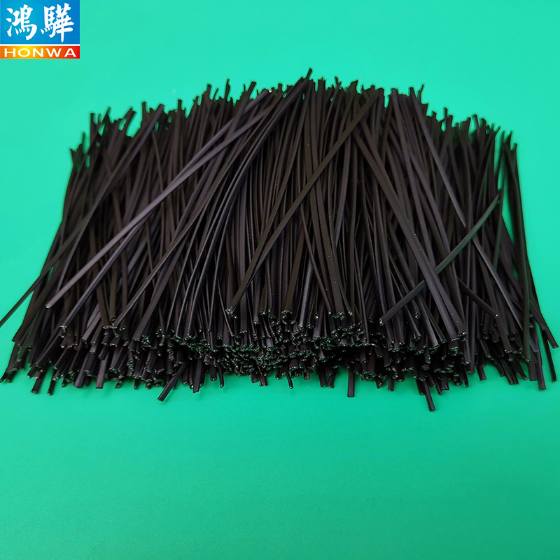 东莞剪好9cm单芯环保包塑铁扎带 椭圆90mm长黑色外皮PE包皮铁丝