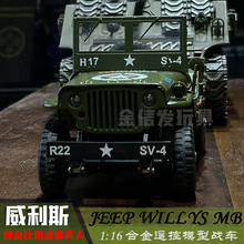 1/16合金仿真2.4G比例遥控二战美军吉普越野车威利斯模型CNC减震