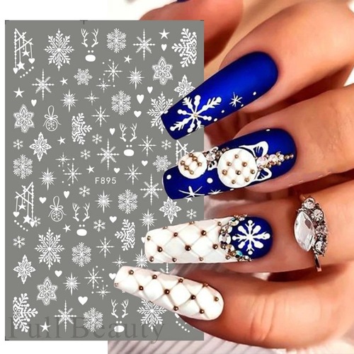 Winter Snowflake New Nail Art Stickers White Snowflake Christmas New Year Adhesive Manicure Stickers Wholesalenail