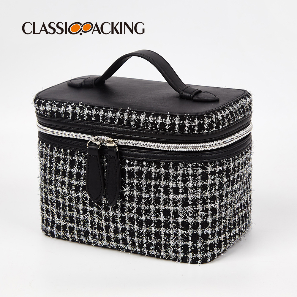 2024 houndstooth bolsa de cosméticos de gran capacidad de viaje portátil bolsa de lavado portátil fábrica al por mayor logotipo imprimible