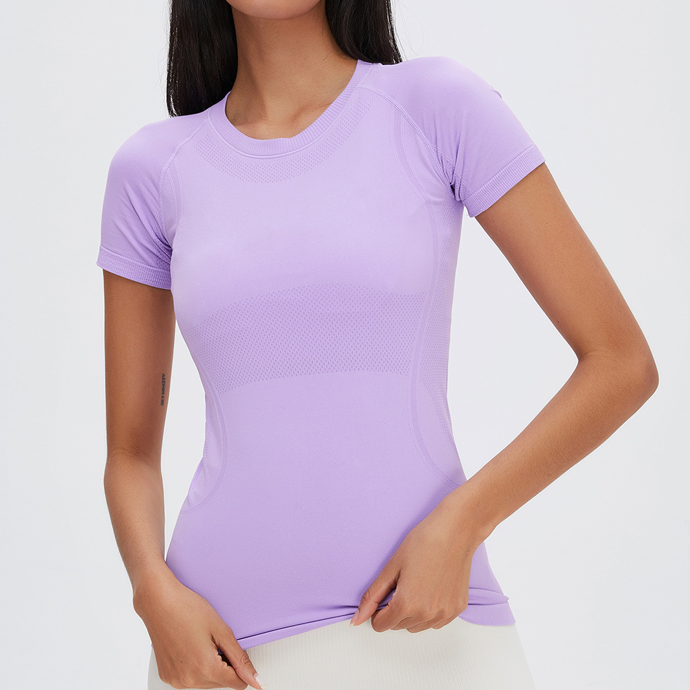 Yoga sin costuras deportes superior ropa de yoga básica del todo partido Camiseta deportiva ropa de fitness yoga transpirable de manga corta