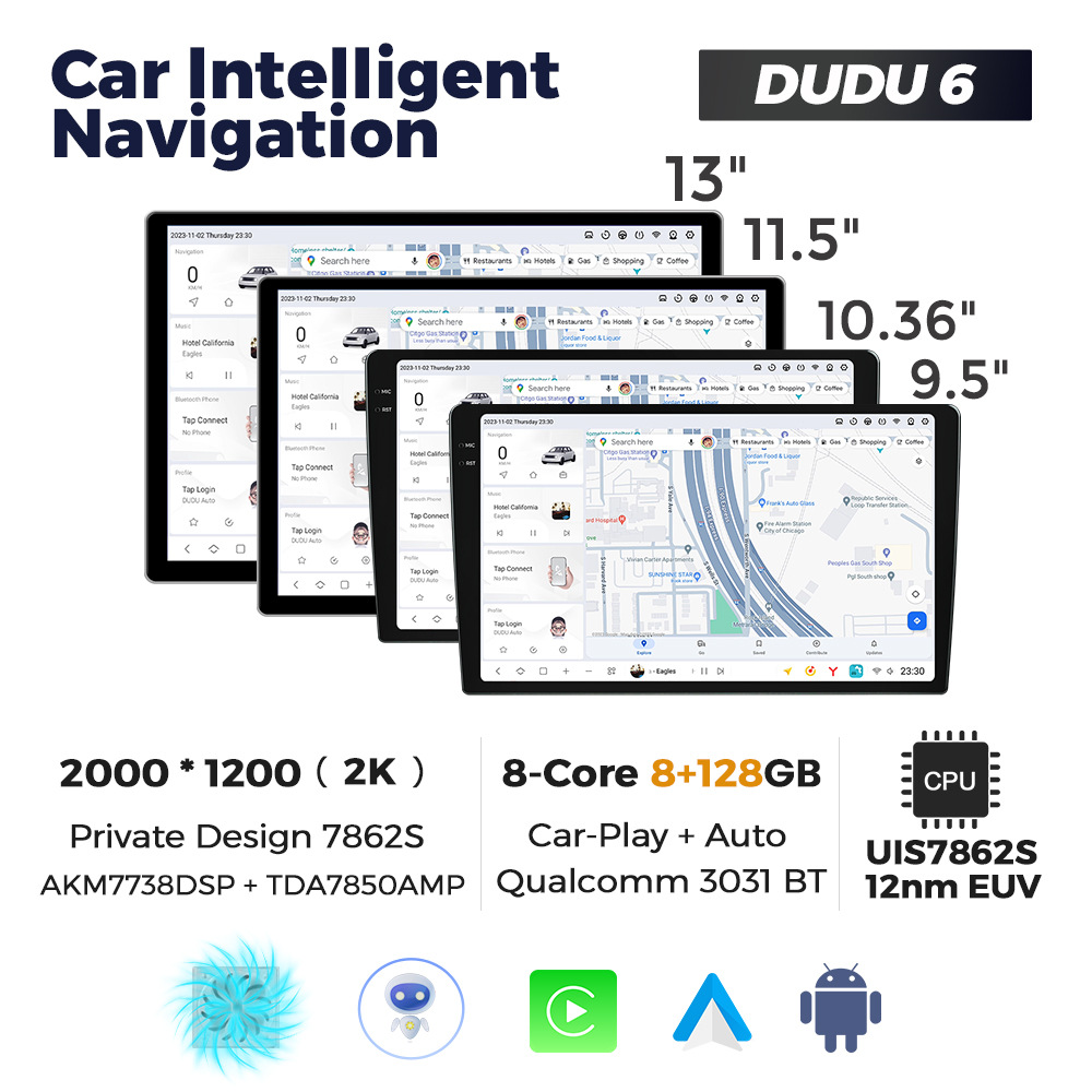 Mekede - Dispositivo de Navegación Inteligente para Automóvil con Pantalla Grande y Control Central Android, Modelo Privado DUDU AUTO, Dispositivo para el Interior del Automóvil