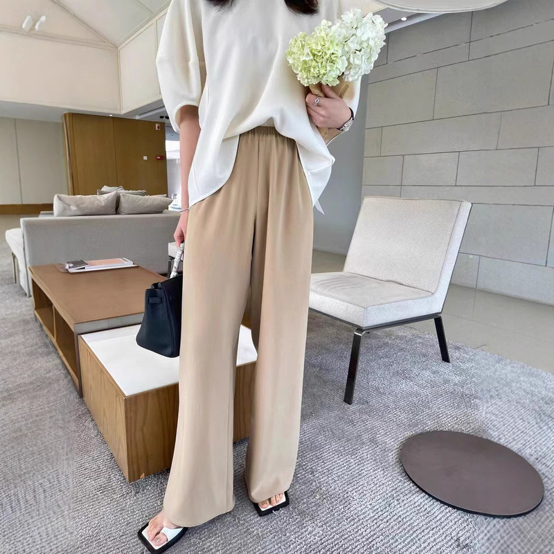 Spring and summer new vertical three-color satin acetate pants AA0408 Spring and summer new vertical three-color satin acetate pants AA0408