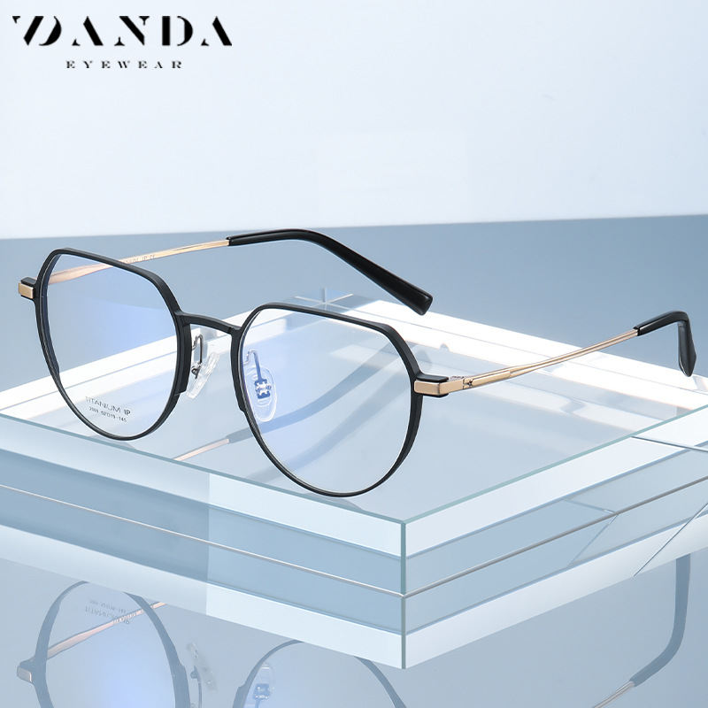 Fábrica al por mayor gafas de titanio puro marco YJ2009 aluminio magnesio moda marco redondo gafas lisas gafas ultraligeros con miopía gafas marco