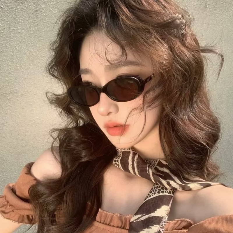 新款日系复古网红甜酷猫眼墨镜女高级感防晒太阳眼镜街拍太阳镜潮|undefined