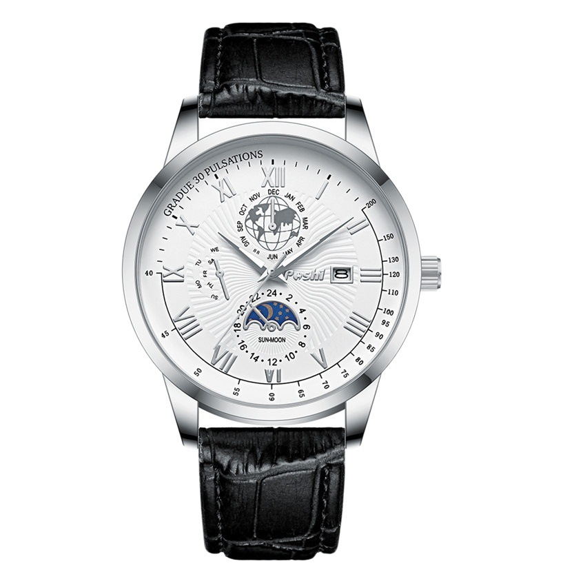 Poshi916 nuevo reloj de cuarzo de los hombres falso de tres ojos impermeable calendario luminoso reloj de moda de negocios para hombres