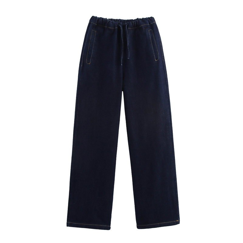 2025 Spring and Autumn Casual Women's Elastic Waist Wide Leg Jeans Jogging Trousers 2025 Spring and Autumn Casual Women's Elastic Waist Wide Leg Jeans Jogging Trousers