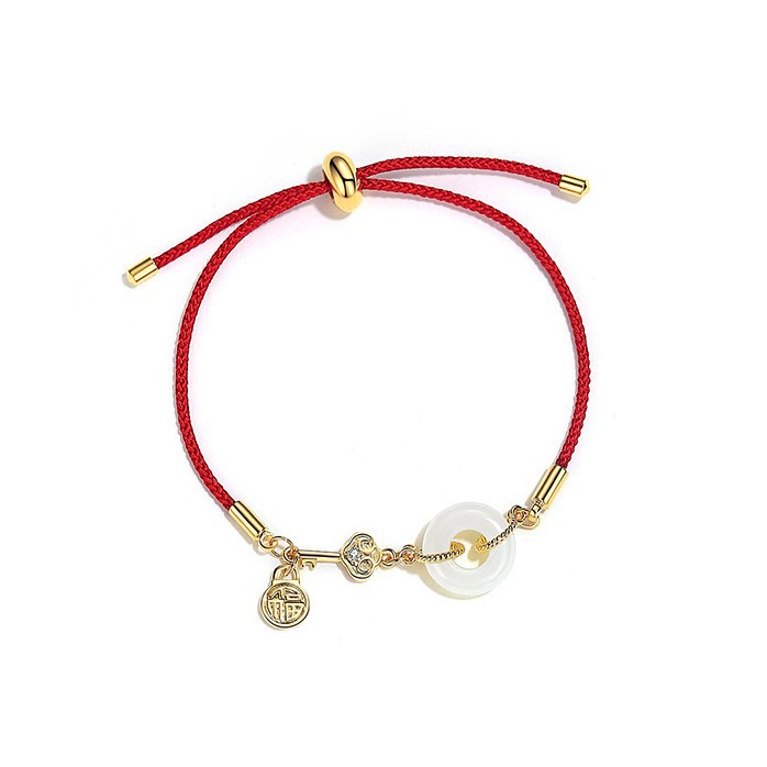 New style safety buckle red rope bracelet female birth year Hetian jade lucky red bracelet couple Christmas gift