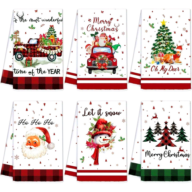 Cross-Border Amazon Best Selling Kitchen Microfiber Towel Christmas Dish Towel Gift Decoration Holiday Towel
