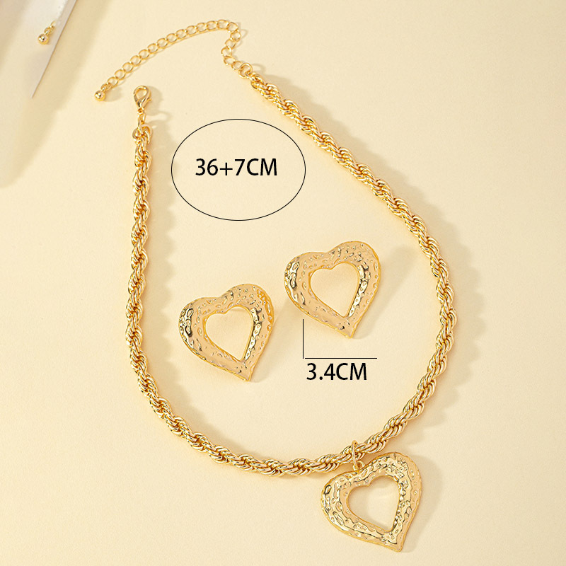 Simple Style Heart Shape Alloy Hollow Out Women's Earrings Necklace display picture 3