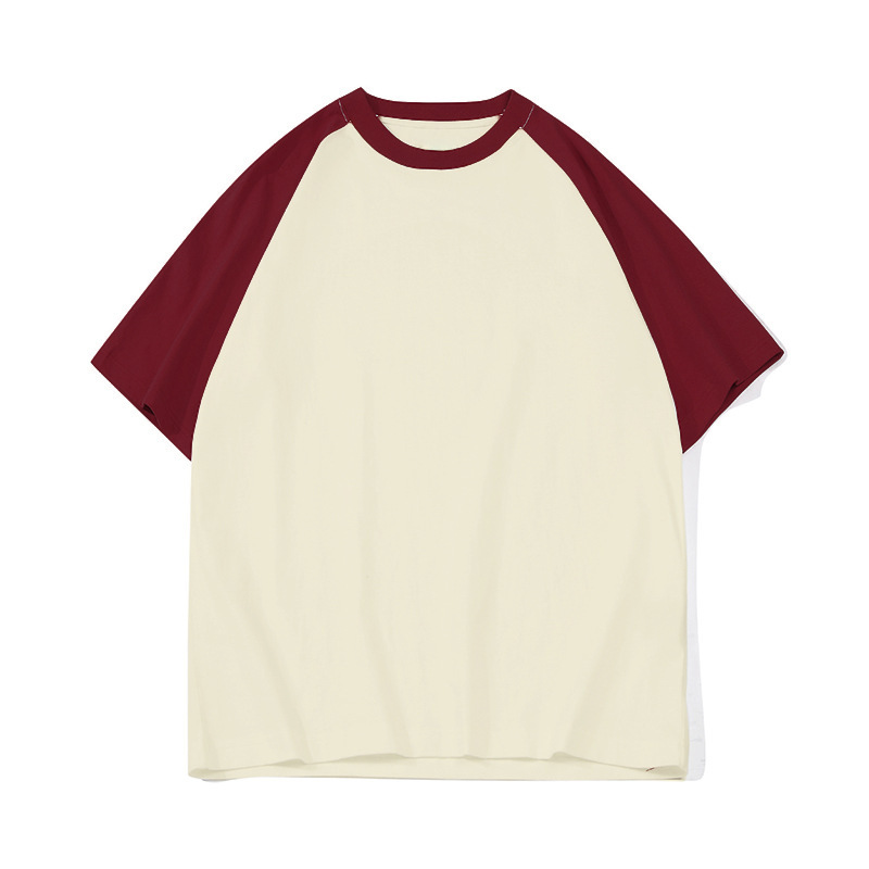コントラストカラーステッチラグランスリーブ純綿半袖Tシャツカスタム広告文化シャツラウンドネック作業服クラス制服DIYカスタマイズ|undefined