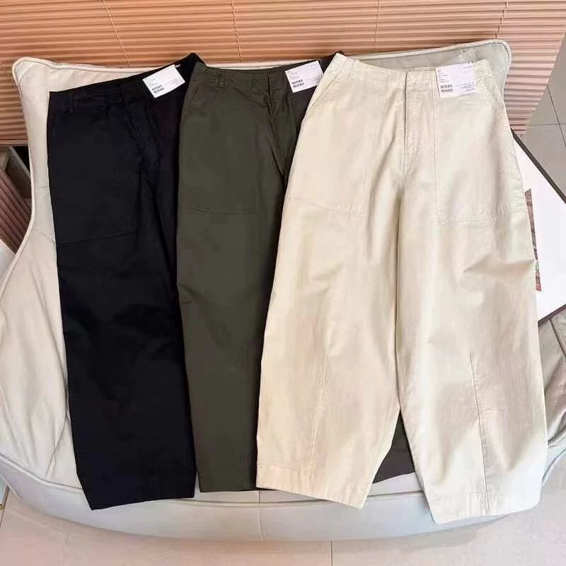 Японские сплошные прямые брюки женские свободные брюки 2025 весна новый свободный профиль повседневные брюки 477512